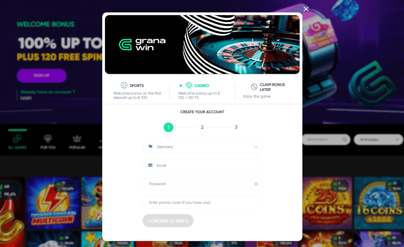 Registration at Granawin step by step